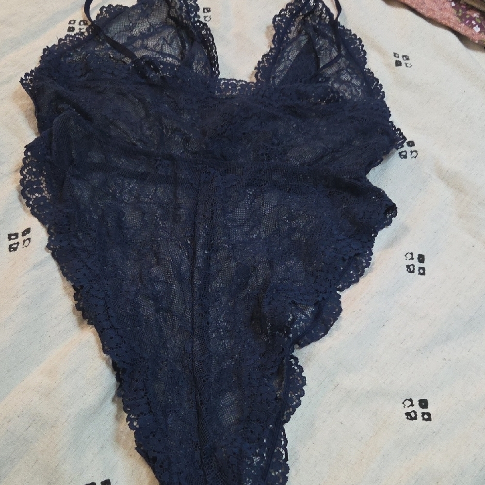 ASOS Navy Lace Bodysuit One Sz